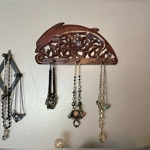 Wood hand-carved fish hanger, necklaces or whatever you need to hang.